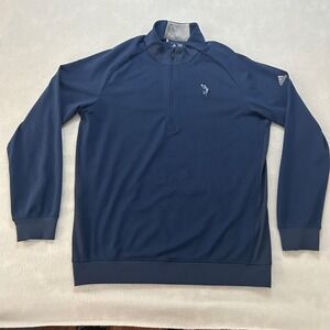 Adidas Golf Mens Navy Blue Quarter Zip Pullover Golfer Logo Jacket Medium